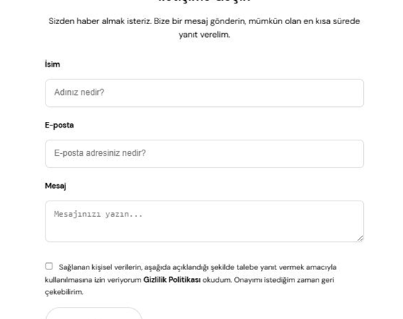 Bizimle iletişime geçebilirsiniz